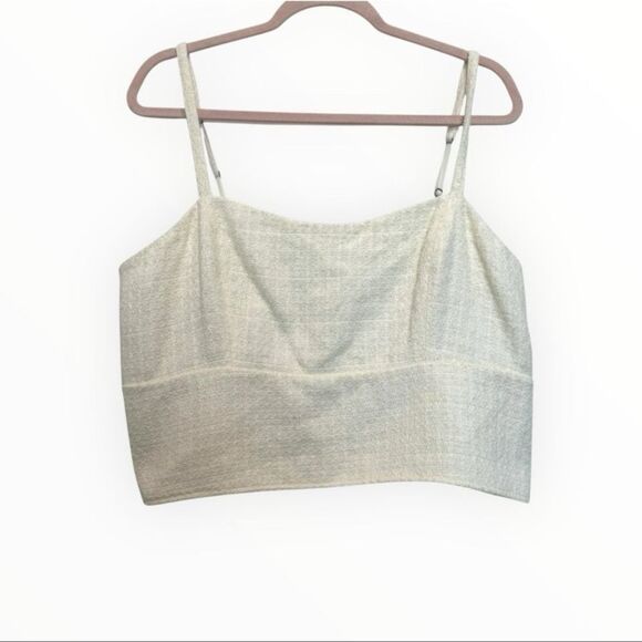 Abercrombie & Fitch Tops - Abercrombie & Fitch Textured Crop Top Off White Side Zip Womens XL